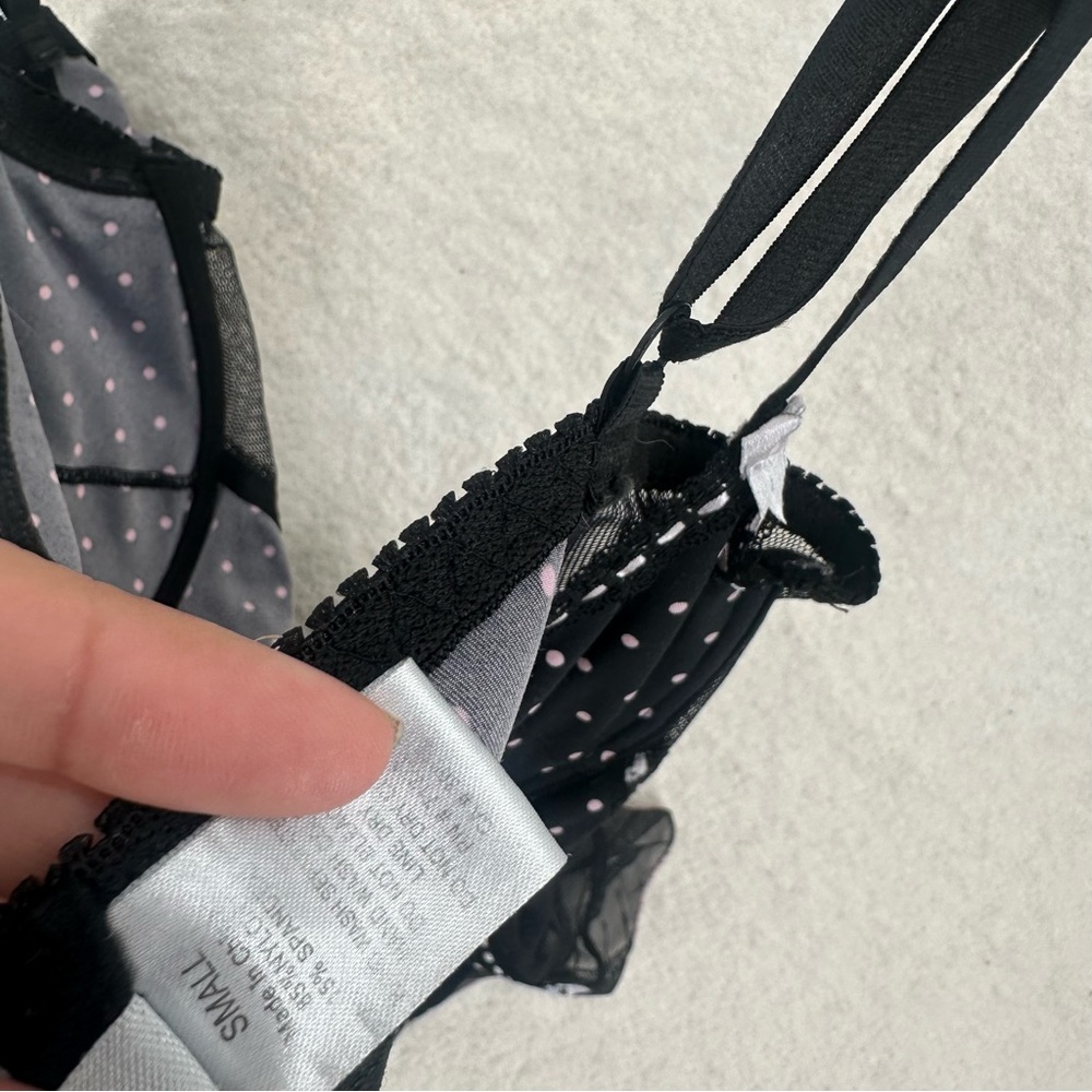 Polka Dot Vintage Y2K Rampage Black and Pink Corset Style Top/Lingerie - Picture 4 of 8